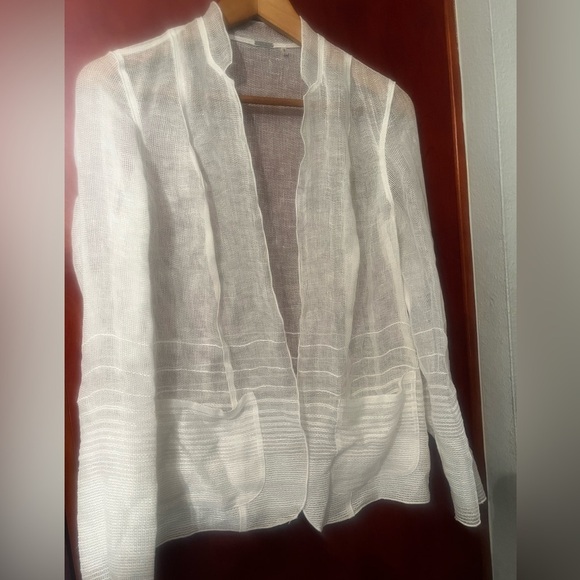 ELIE TAHARI sheer lightweight crochet Jacket Blazer pockets Sz 2 Women - Picture 4 of 7